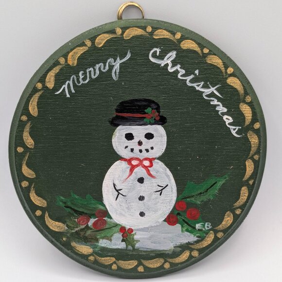 Hand Painted Merry Christmas Snowman Ornament - Picture 1 of 4